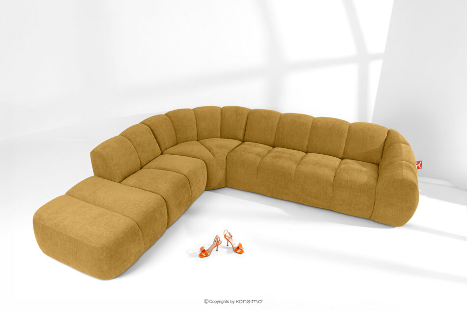 FLAVA Narożnik curve w stylu retro modern modułowy lewy miodowy miodowy - zdjęcie 1