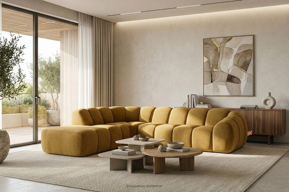 FLAVA Narożnik curve w stylu retro modern modułowy lewy miodowy miodowy - zdjęcie 10