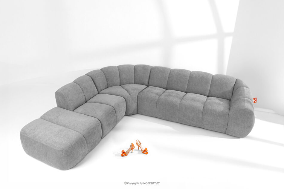 FLAVA Narożnik curve w stylu retro modern modułowy lewy jasny popielaty jasny popielaty - zdjęcie 1