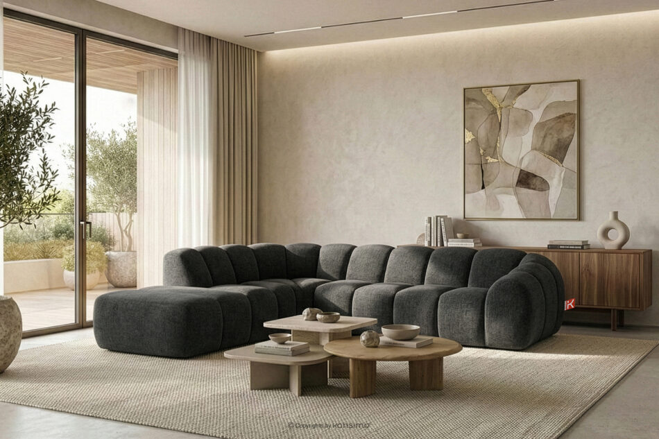 FLAVA Narożnik curve w stylu retro modern modułowy lewy grafitowy grafitowy - zdjęcie 10