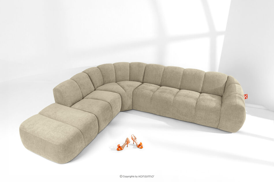 FLAVA Narożnik curve w stylu retro modern modułowy lewy piaskowy piaskowy - zdjęcie 1