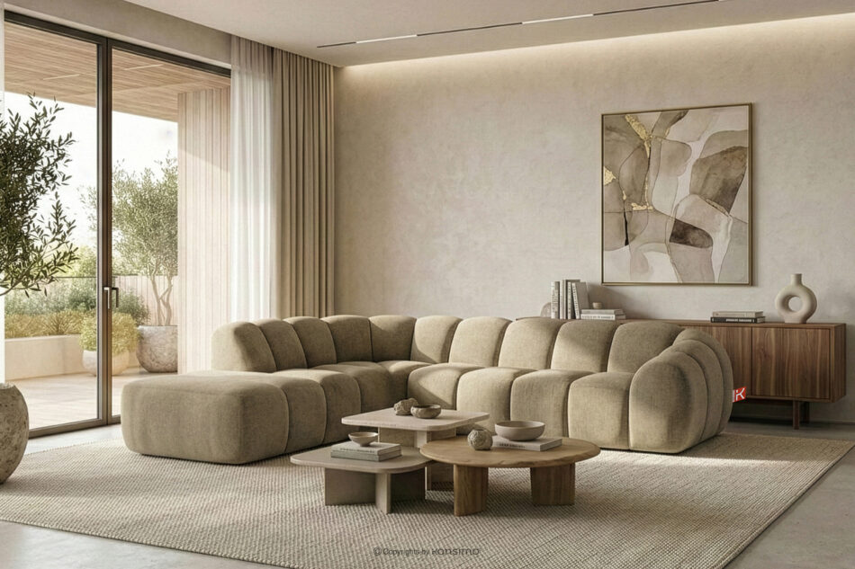 FLAVA Narożnik curve w stylu retro modern modułowy lewy piaskowy piaskowy - zdjęcie 10