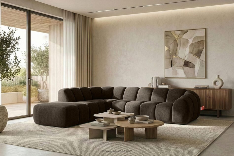 FLAVA Narożnik curve w stylu retro modern modułowy lewy brązowy brązowy - zdjęcie 10