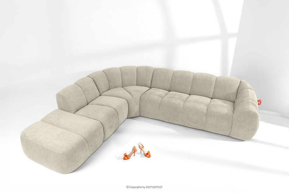 FLAVA Narożnik curve w stylu retro modern modułowy lewy ecru ecru - zdjęcie 1