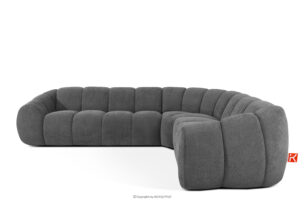 FLAVA, https://konsimo.pl/kolekcja/flava/ Duży pikowany narożnik w stylu retro modern prawy popielaty popielaty - zdjęcie