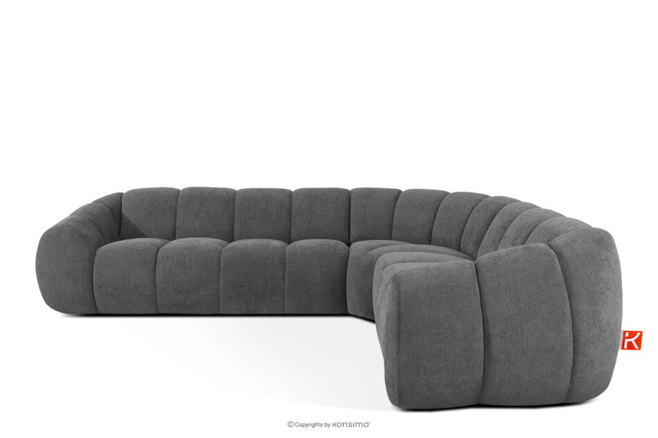 FLAVA Duży pikowany narożnik w stylu retro modern prawy popielaty popielaty - zdjęcie 0