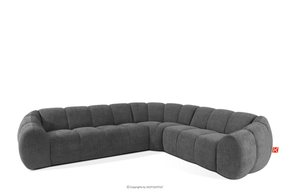 FLAVA Duży pikowany narożnik w stylu retro modern prawy popielaty popielaty - zdjęcie 2