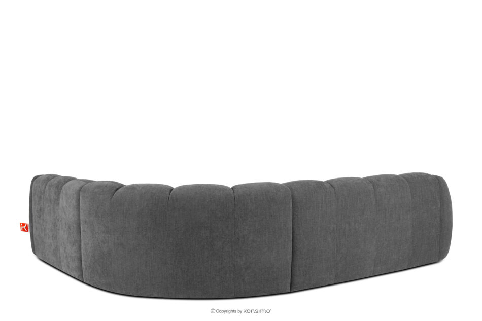 FLAVA Duży pikowany narożnik w stylu retro modern prawy popielaty popielaty - zdjęcie 3