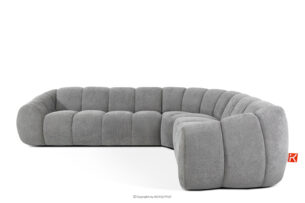 FLAVA, https://konsimo.pl/kolekcja/flava/ Duży pikowany narożnik w stylu retro modern prawy jasny popielaty jasny popielaty - zdjęcie