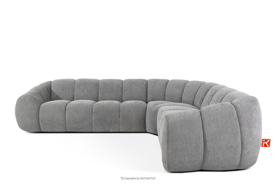 FLAVA Duży pikowany narożnik w stylu retro modern prawy jasny popielaty jasny popielaty - zdjęcie 0