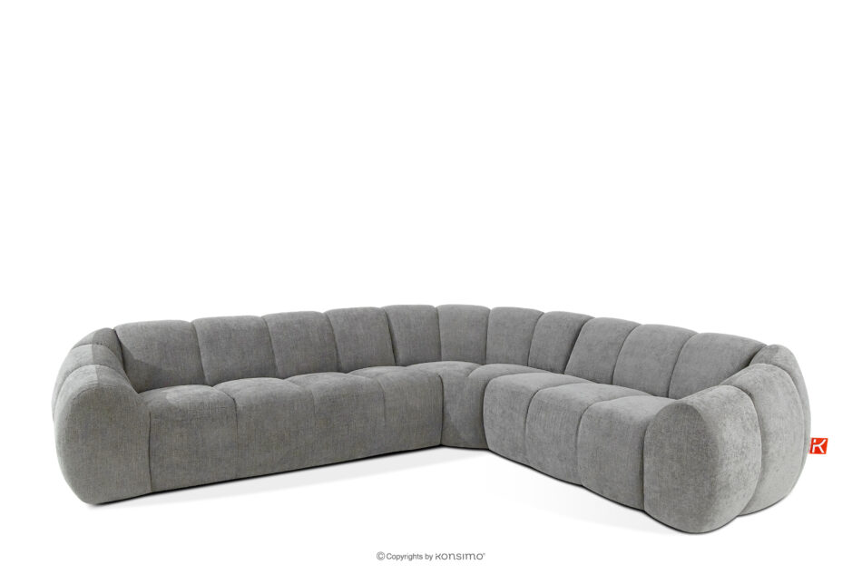 FLAVA Duży pikowany narożnik w stylu retro modern prawy jasny popielaty jasny popielaty - zdjęcie 2