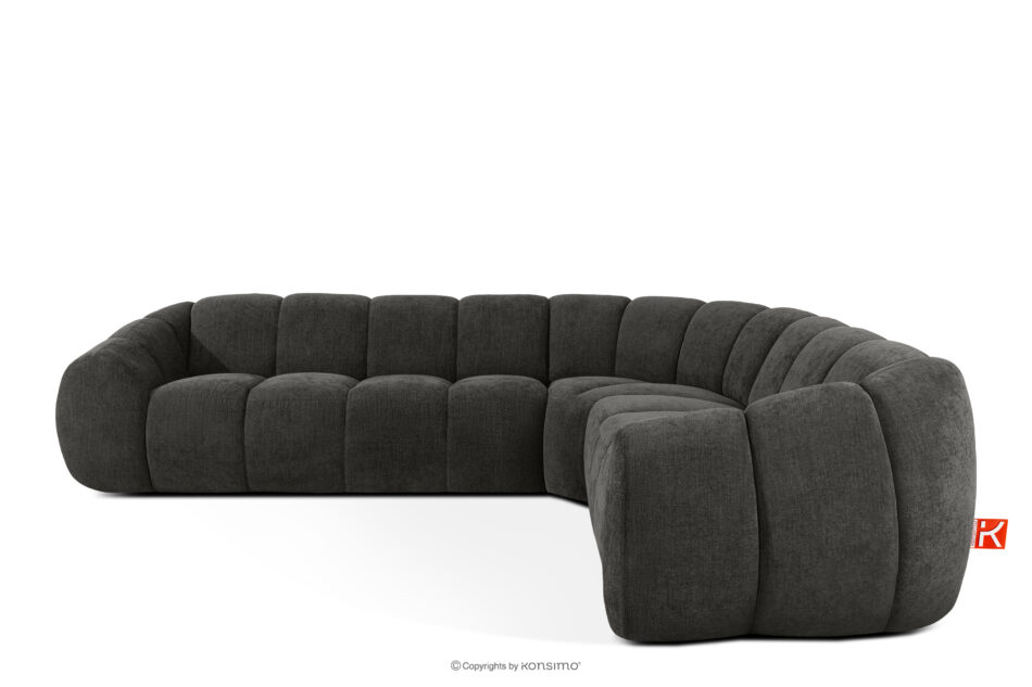 FLAVA Duży pikowany narożnik w stylu retro modern prawy grafitowy grafitowy - zdjęcie 0