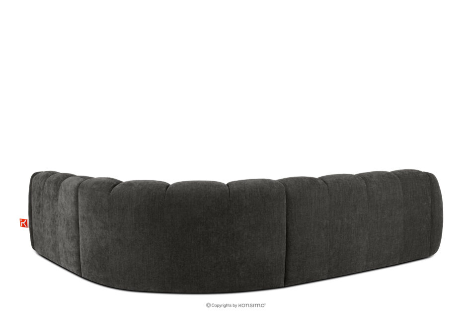 FLAVA Duży pikowany narożnik w stylu retro modern prawy grafitowy grafitowy - zdjęcie 3