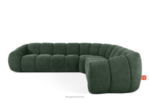 FLAVA, https://konsimo.pl/kolekcja/flava/ Duży pikowany narożnik w stylu retro modern prawy ciemny zielony ciemny zielony - zdjęcie