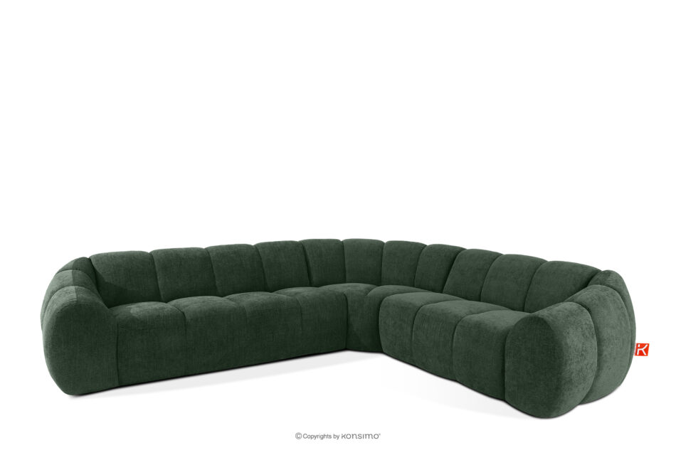 FLAVA Duży pikowany narożnik w stylu retro modern prawy ciemny zielony ciemny zielony - zdjęcie 2