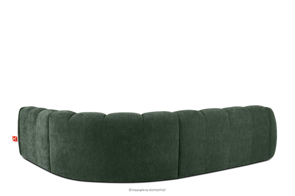 FLAVA Duży pikowany narożnik w stylu retro modern prawy ciemny zielony ciemny zielony - zdjęcie 3