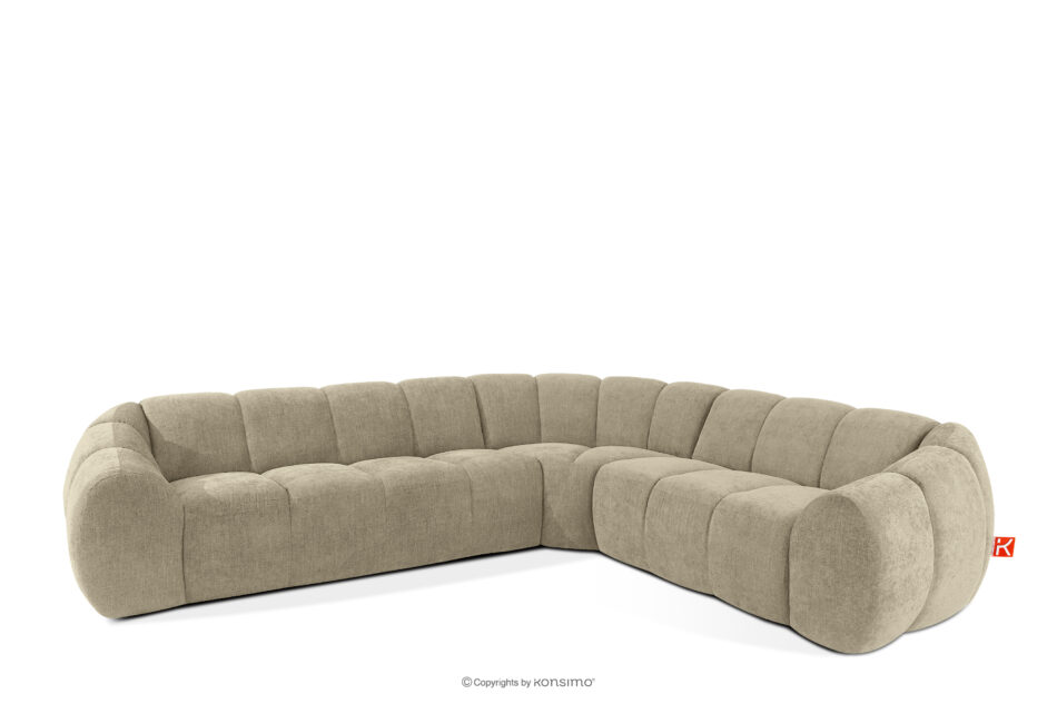 FLAVA Duży pikowany narożnik w stylu retro modern prawy piaskowy piaskowy - zdjęcie 2