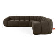 Duży pikowany narożnik w stylu retro modern prawy brązowy