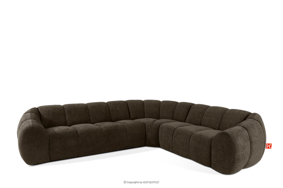 FLAVA Duży pikowany narożnik w stylu retro modern prawy brązowy brązowy - zdjęcie 2