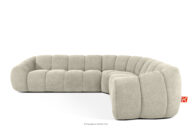 Duży pikowany narożnik w stylu retro modern prawy ecru