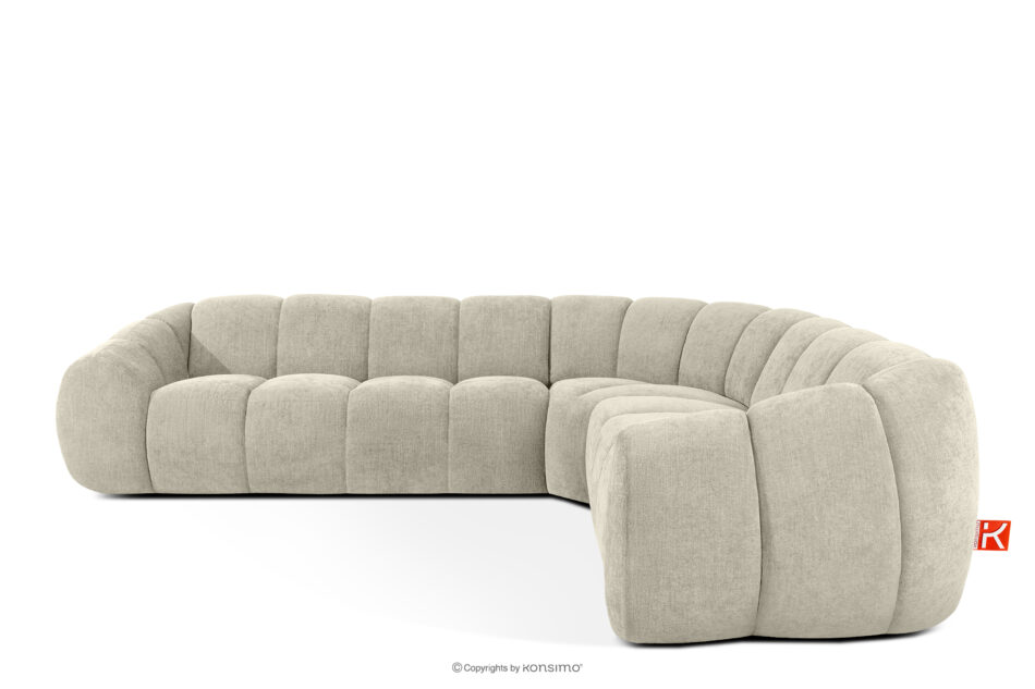 FLAVA Duży pikowany narożnik w stylu retro modern prawy ecru ecru - zdjęcie 0