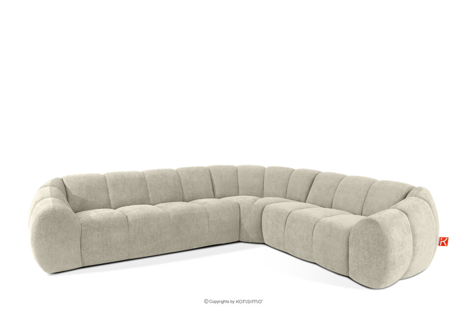 FLAVA Duży pikowany narożnik w stylu retro modern prawy ecru ecru - zdjęcie 2