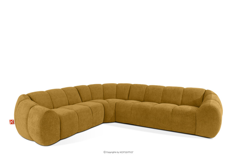 FLAVA Duży pikowany narożnik w stylu retro modern lewy miodowy miodowy - zdjęcie 2