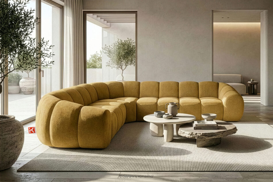 FLAVA Duży pikowany narożnik w stylu retro modern lewy miodowy miodowy - zdjęcie 9