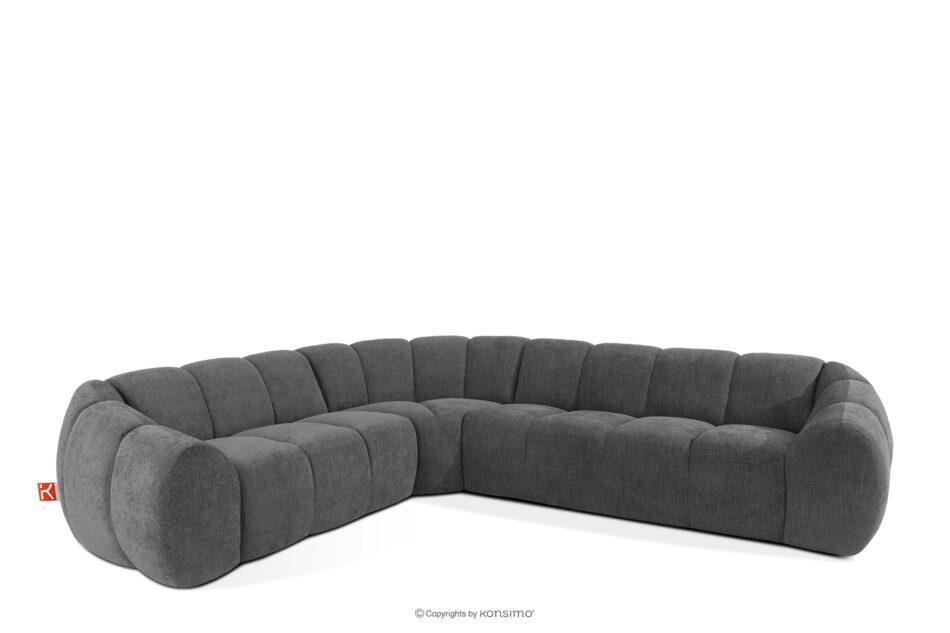 FLAVA Duży pikowany narożnik w stylu retro modern lewy popielaty popielaty - zdjęcie 2