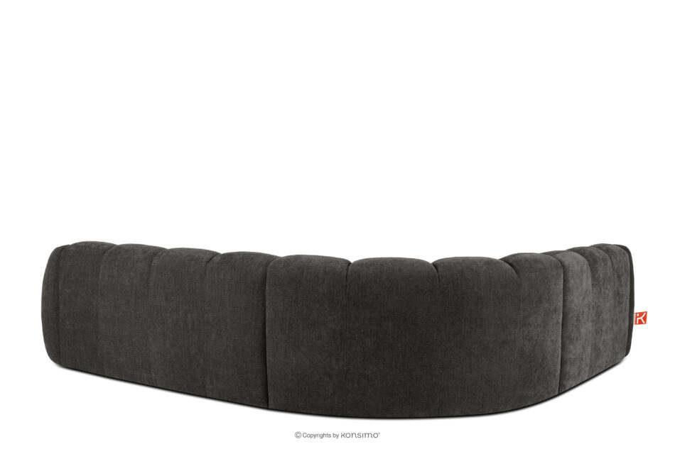 FLAVA Duży pikowany narożnik w stylu retro modern lewy grafitowy grafitowy - zdjęcie 3