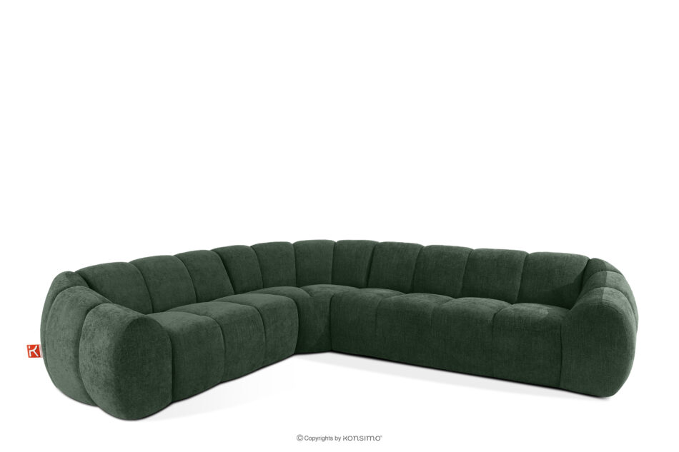 FLAVA Duży pikowany narożnik w stylu retro modern lewy ciemny zielony ciemny zielony - zdjęcie 2