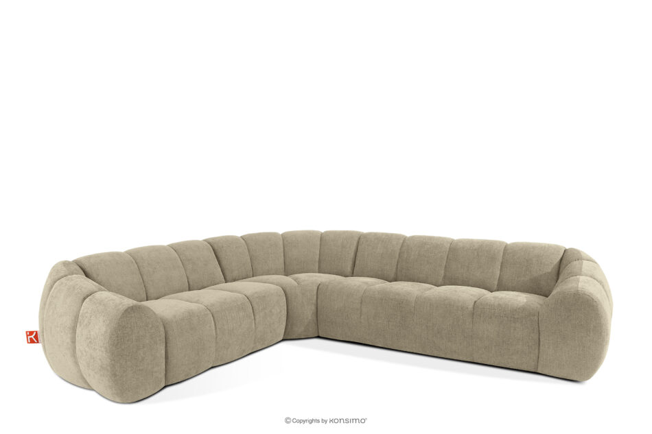 FLAVA Duży pikowany narożnik w stylu retro modern lewy piaskowy piaskowy - zdjęcie 2