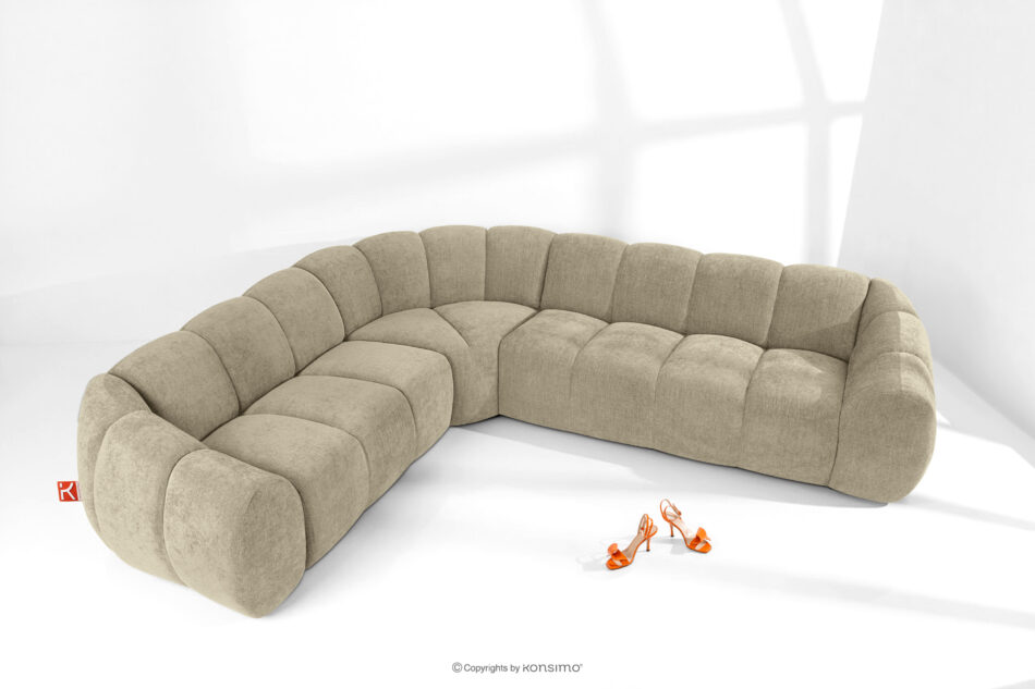 FLAVA Duży pikowany narożnik w stylu retro modern lewy piaskowy piaskowy - zdjęcie 1