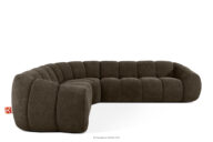 Duży pikowany narożnik w stylu retro modern lewy brązowy