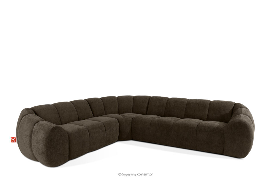 FLAVA Duży pikowany narożnik w stylu retro modern lewy brązowy brązowy - zdjęcie 2