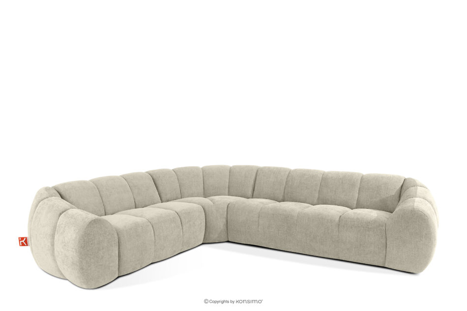 FLAVA Duży pikowany narożnik w stylu retro modern lewy ecru ecru - zdjęcie 2