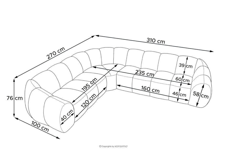 FLAVA Duży pikowany narożnik w stylu retro modern lewy piaskowy piaskowy - zdjęcie 10