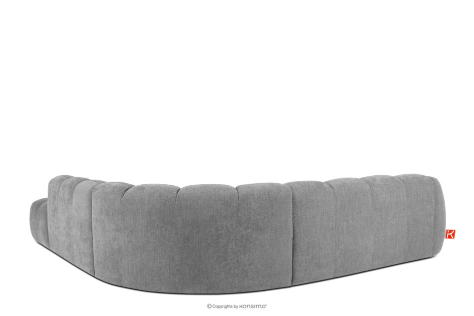 FLAVA Duży pikowany narożnik modułowy w stylu retro modern prawy jasny popielaty jasny popielaty - zdjęcie 3