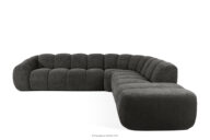 Duży pikowany narożnik modułowy w stylu retro modern prawy grafitowy