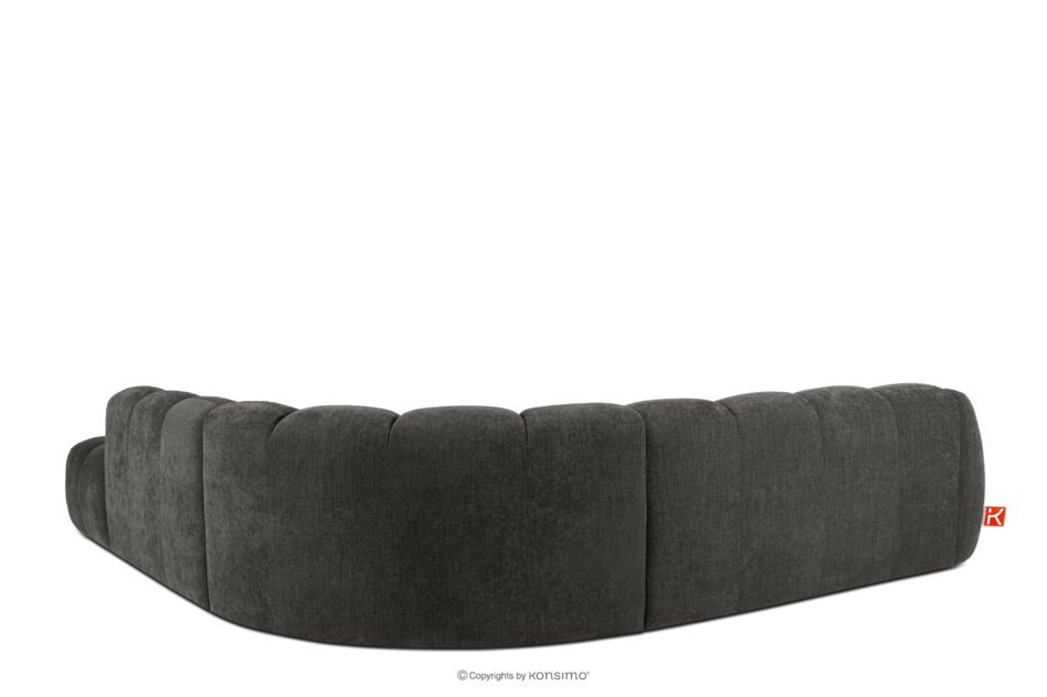 FLAVA Duży pikowany narożnik modułowy w stylu retro modern prawy grafitowy grafitowy - zdjęcie 3