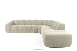 FLAVA, https://konsimo.pl/kolekcja/flava/ Duży pikowany narożnik modułowy w stylu retro modern prawy ecru ecru - zdjęcie