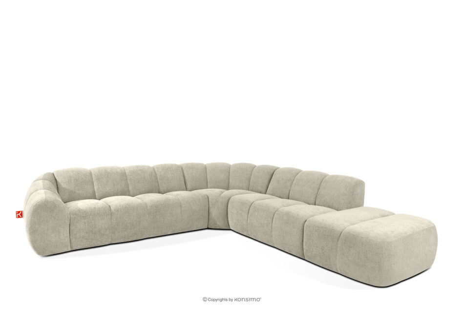 FLAVA Duży pikowany narożnik modułowy w stylu retro modern prawy ecru ecru - zdjęcie 2