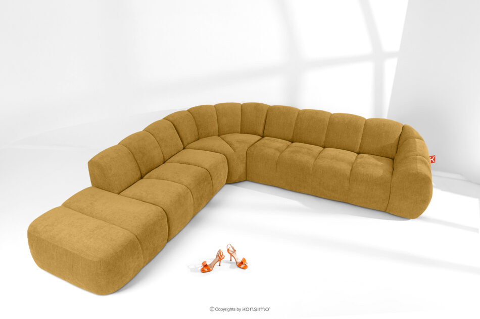 FLAVA Duży pikowany narożnik modułowy w stylu retro modern lewy miodowy miodowy - zdjęcie 1