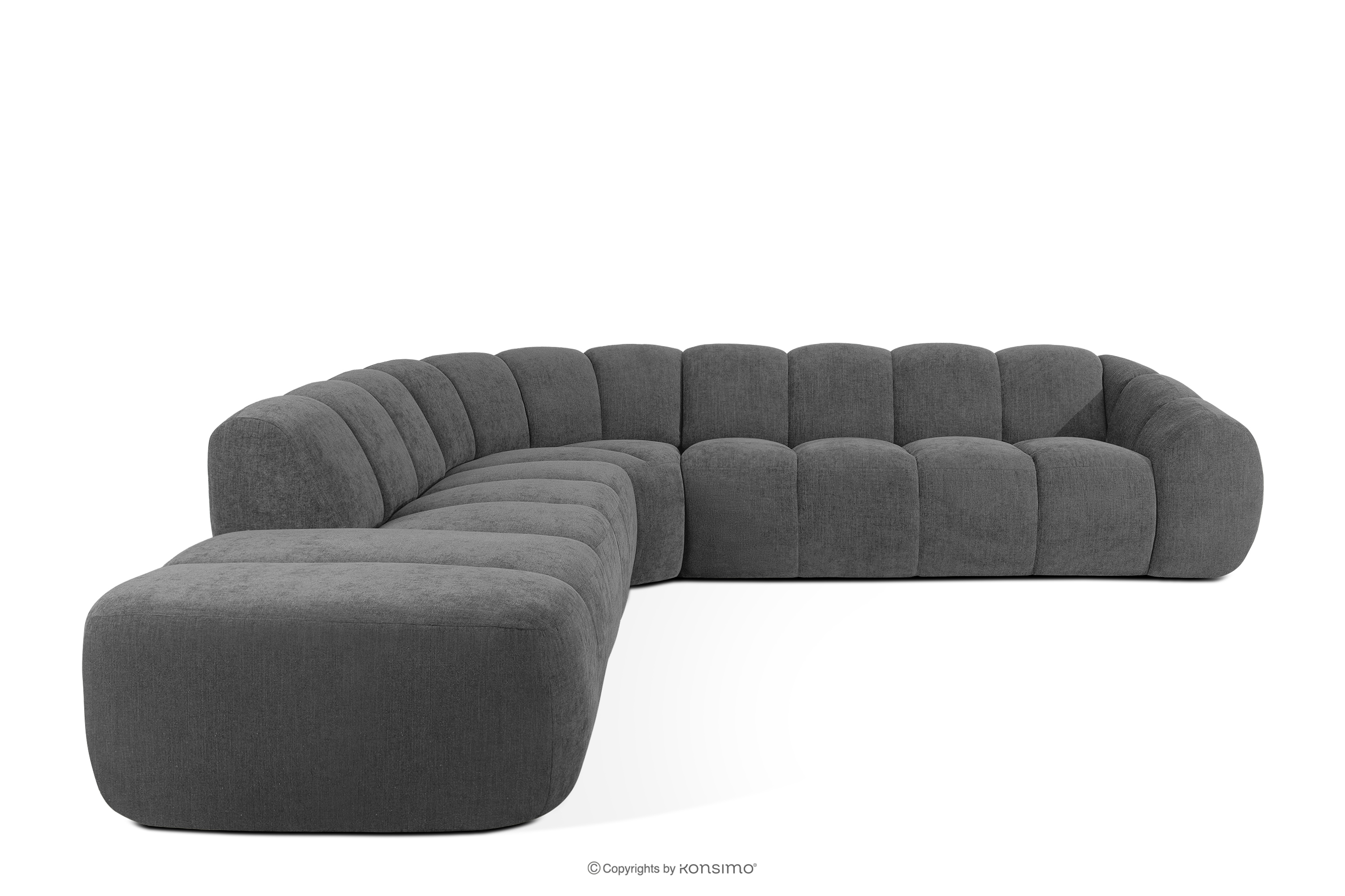 Duży pikowany narożnik modułowy w stylu retro modern lewy popielaty FLAVA