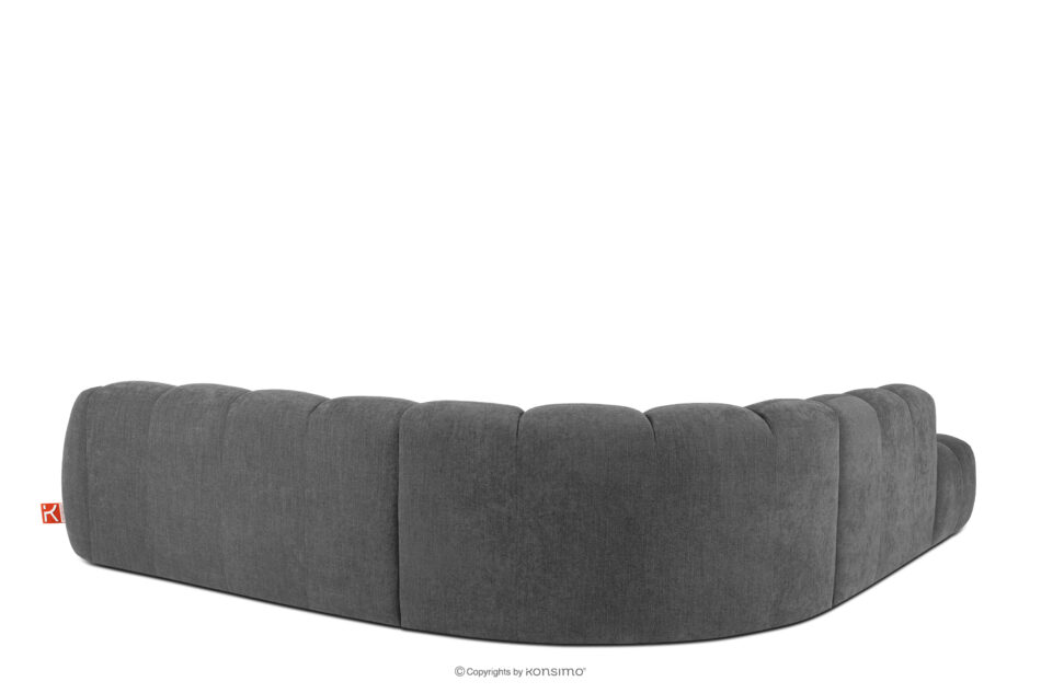 FLAVA Duży pikowany narożnik modułowy w stylu retro modern lewy popielaty popielaty - zdjęcie 3