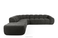 Duży pikowany narożnik modułowy w stylu retro modern lewy grafitowy