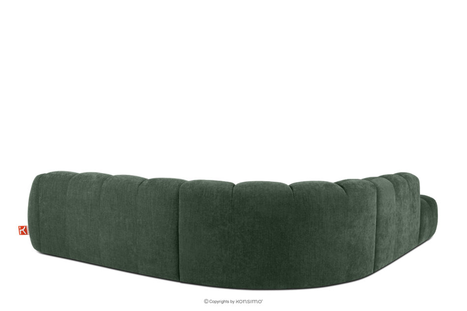 FLAVA Duży pikowany narożnik modułowy w stylu retro modern lewy ciemny zielony ciemny zielony - zdjęcie 3