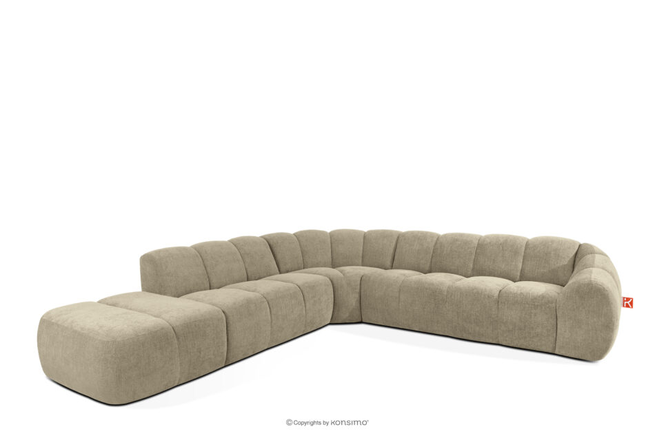 FLAVA Duży pikowany narożnik modułowy w stylu retro modern lewy piaskowy piaskowy - zdjęcie 2