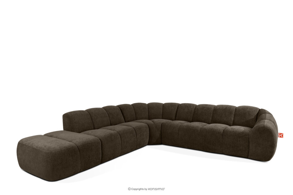 FLAVA Duży pikowany narożnik modułowy w stylu retro modern lewy brązowy brązowy - zdjęcie 2