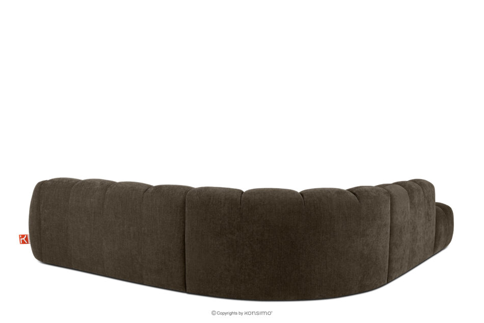 FLAVA Duży pikowany narożnik modułowy w stylu retro modern lewy brązowy brązowy - zdjęcie 3